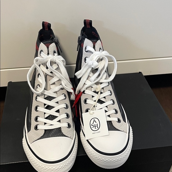 Ash Gasper High-Top Sneakers with mesh sides and Red and Black Accents - Picture 2 of 9